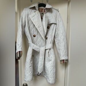 Burberry London quilted white trench coat , size 10R